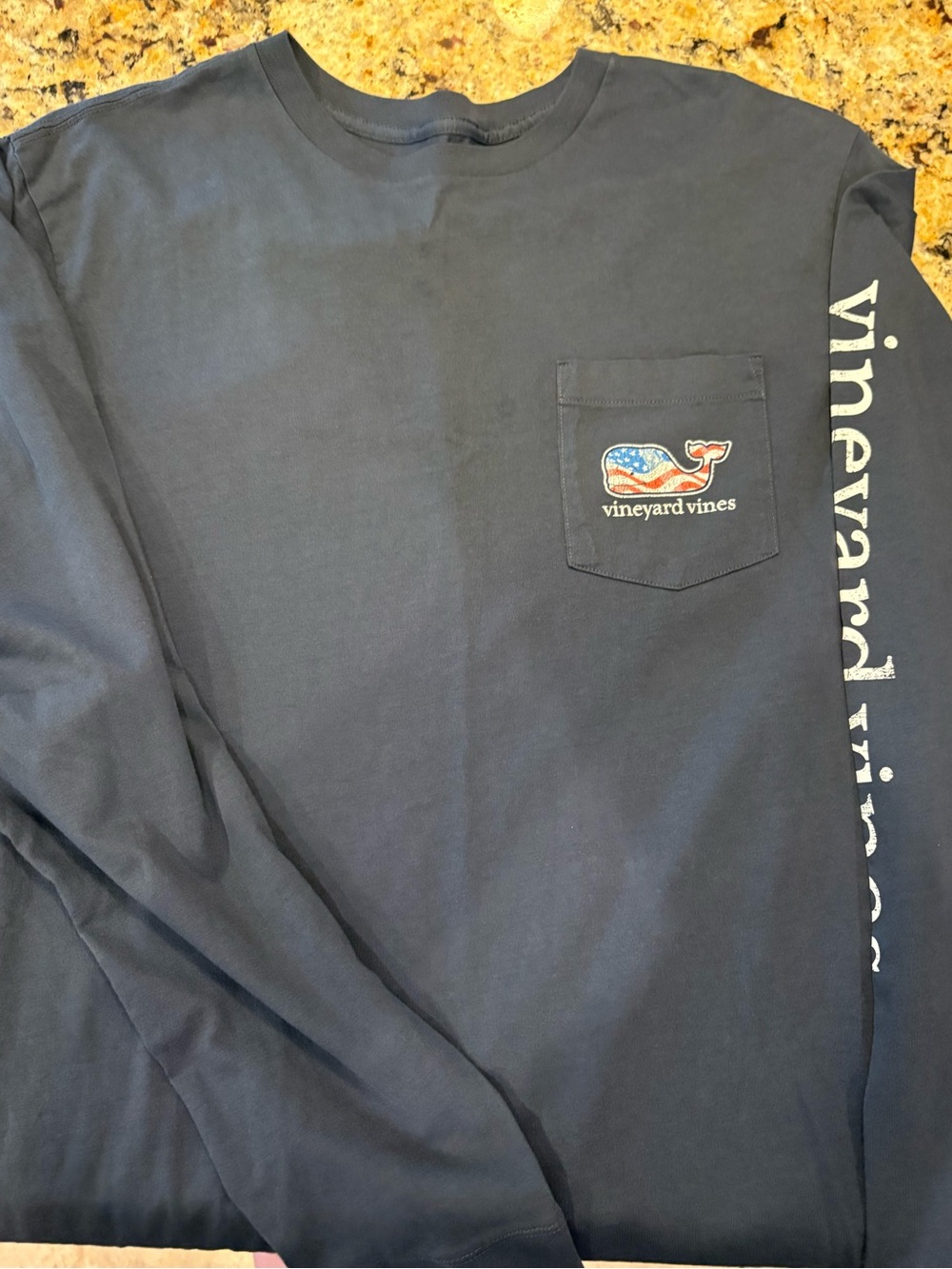 Vineyard Vines Navy Long Sleeve Pocket Tee with Whale Logo - Picture 1 of 2